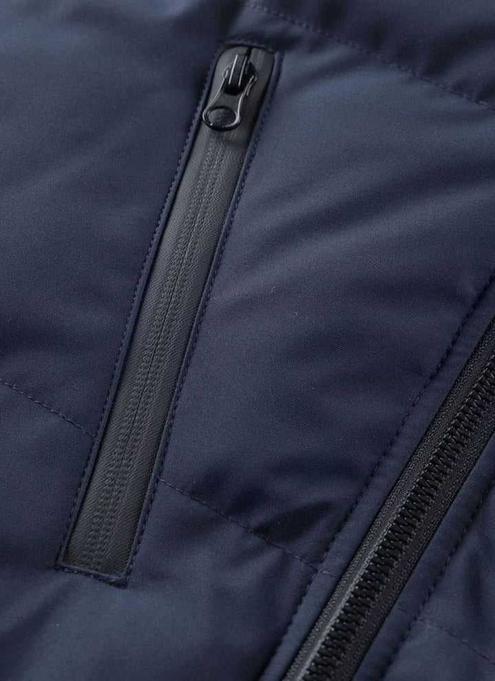 Men's Quilted Hooded Full-Zip Puffer Winter Jacket Ribbed Cuffs