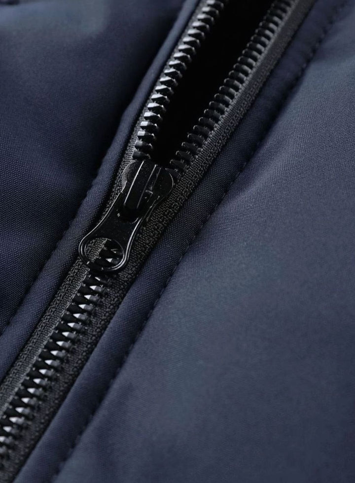 Men's Quilted Hooded Full-Zip Puffer Winter Jacket Ribbed Cuffs