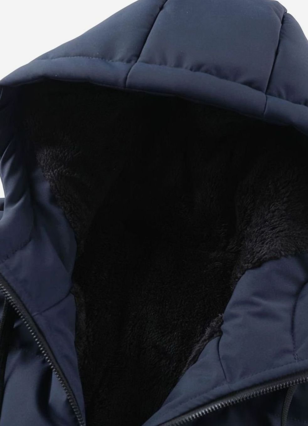 Men's Quilted Hooded Full-Zip Puffer Winter Jacket Ribbed Cuffs