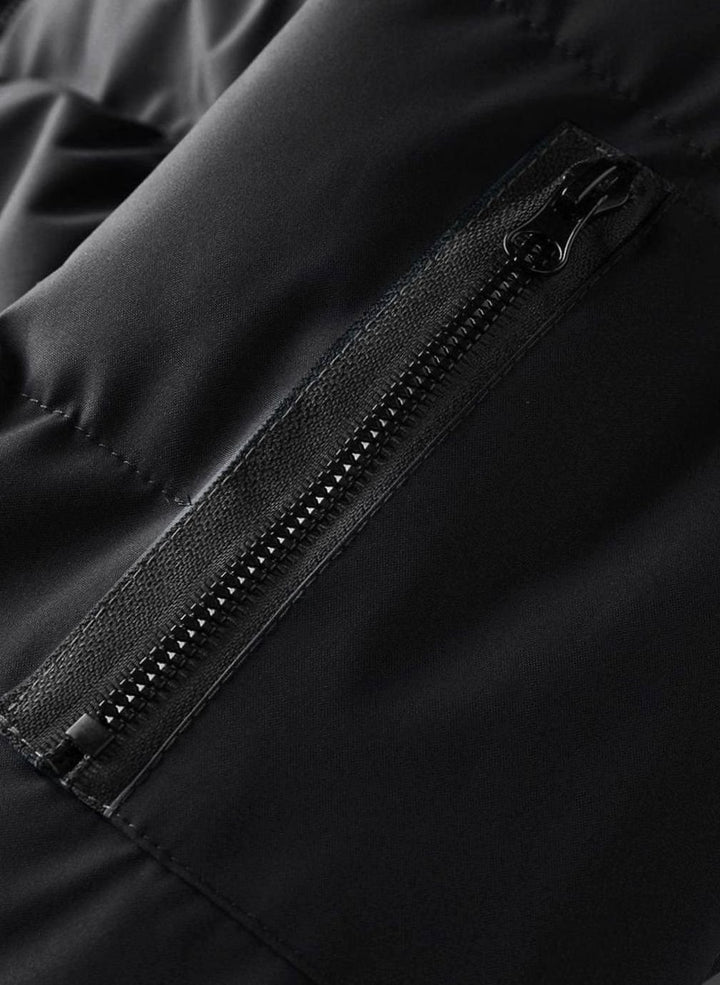 Men's Quilted Hooded Full-Zip Puffer Winter Jacket Ribbed Cuffs