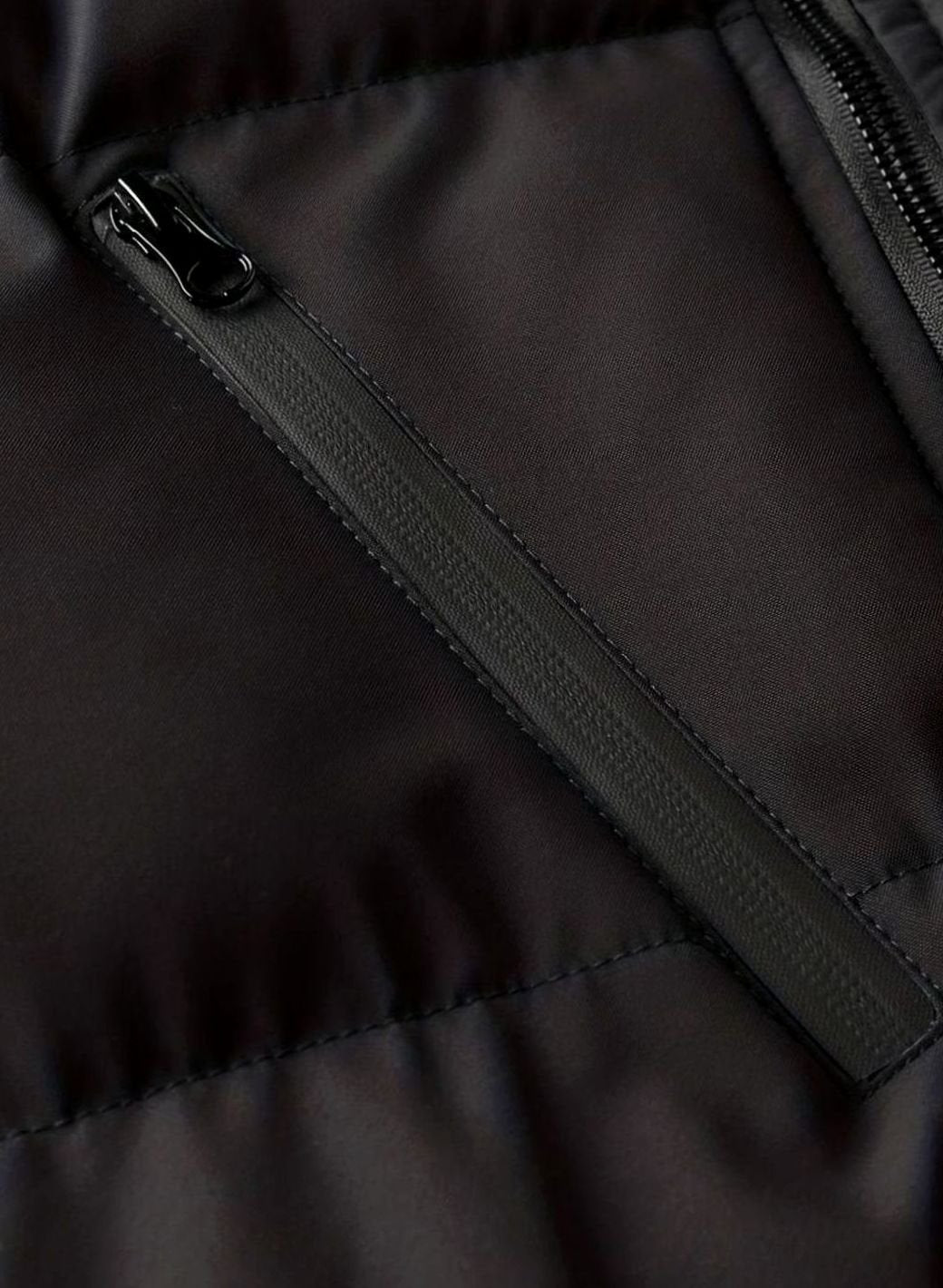 Men's Quilted Hooded Full-Zip Puffer Winter Jacket Ribbed Cuffs