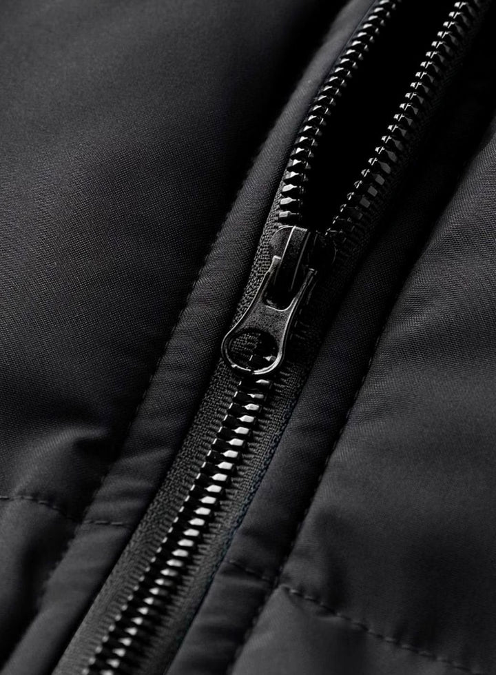 Men's Quilted Hooded Full-Zip Puffer Winter Jacket Ribbed Cuffs