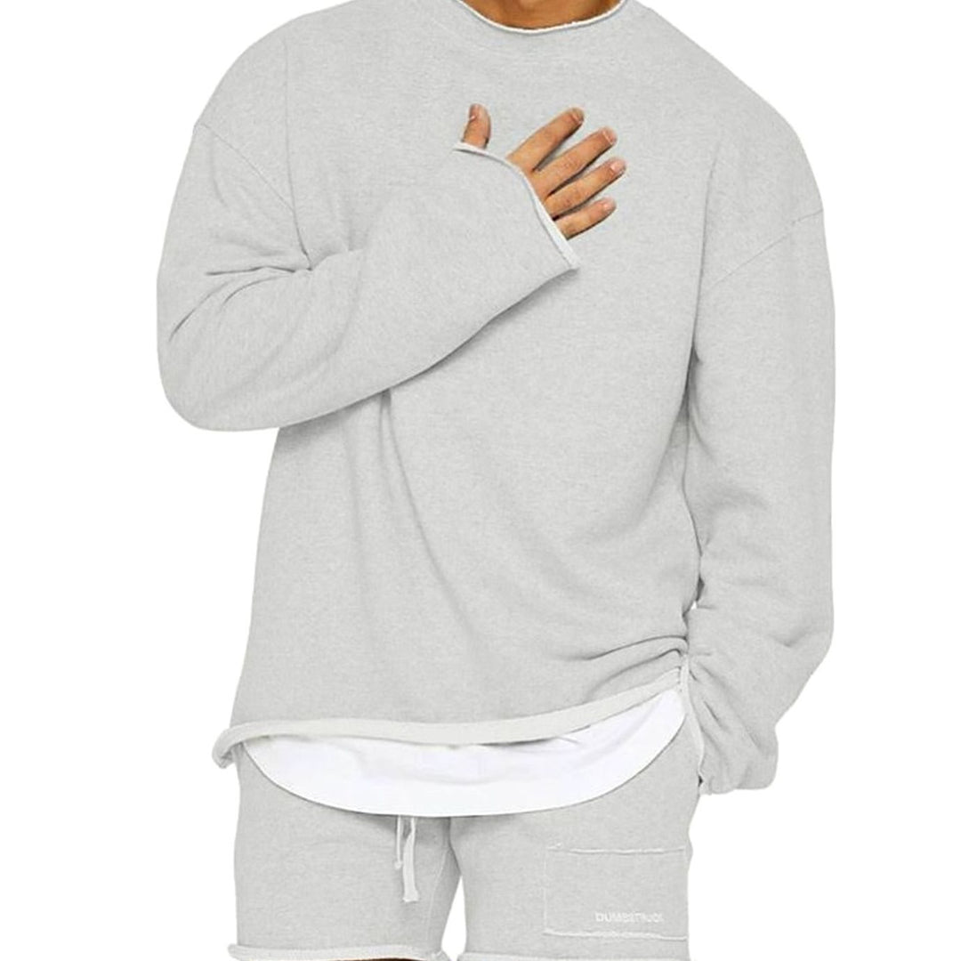 Men's Relaxed Fit Crew Neck Lounge Sweatshirt - Silver