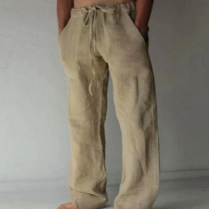 Men's Relaxed-Fit Drawstring Linen Trousers - 2