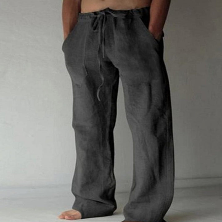 Men's Relaxed-Fit Drawstring Linen Trousers - 10