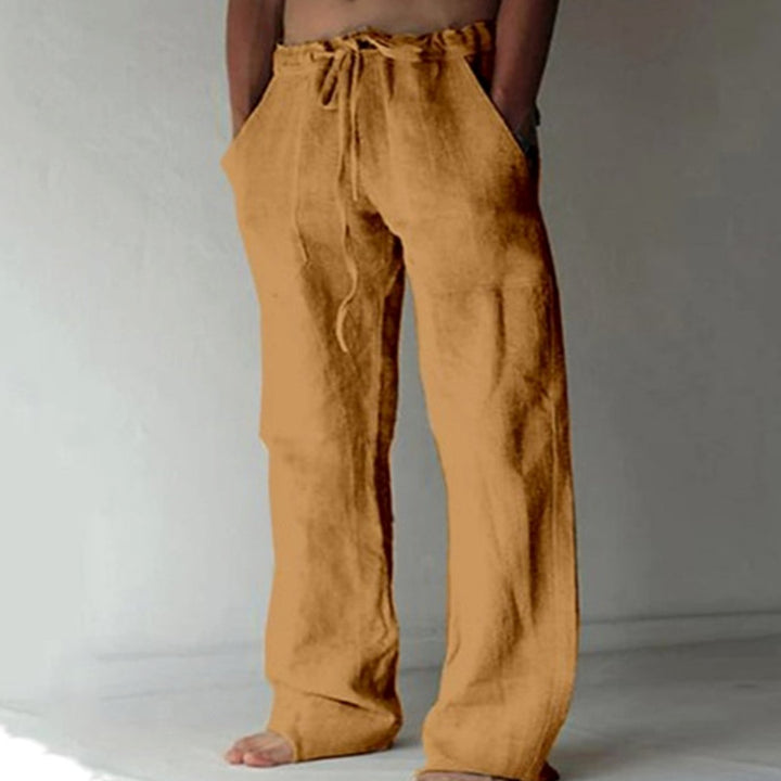 Men's Relaxed-Fit Drawstring Linen Trousers - 8