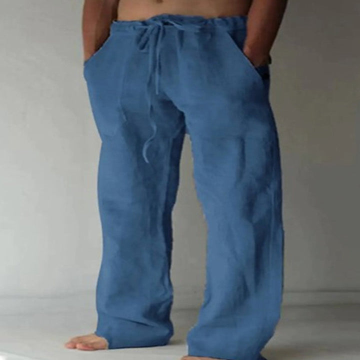 Men's Relaxed-Fit Drawstring Linen Trousers - 7