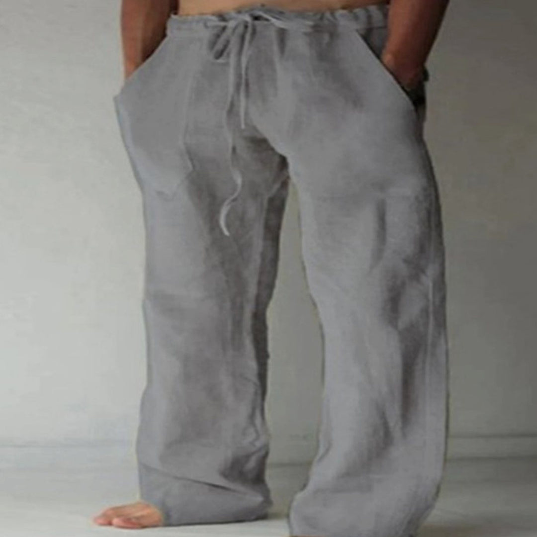 Men's Relaxed-Fit Drawstring Linen Trousers - 6