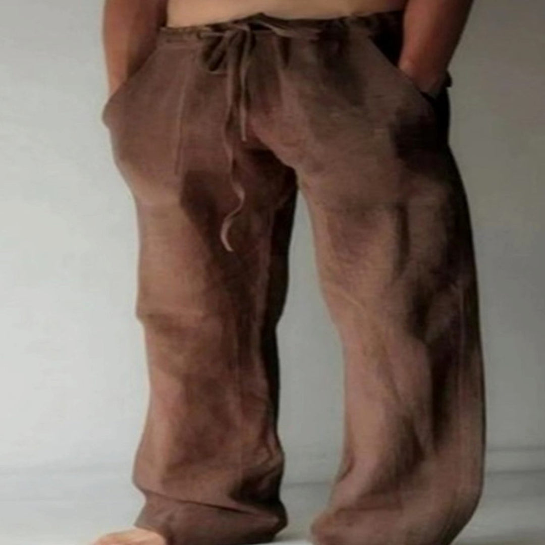Men's Relaxed-Fit Drawstring Linen Trousers - 5