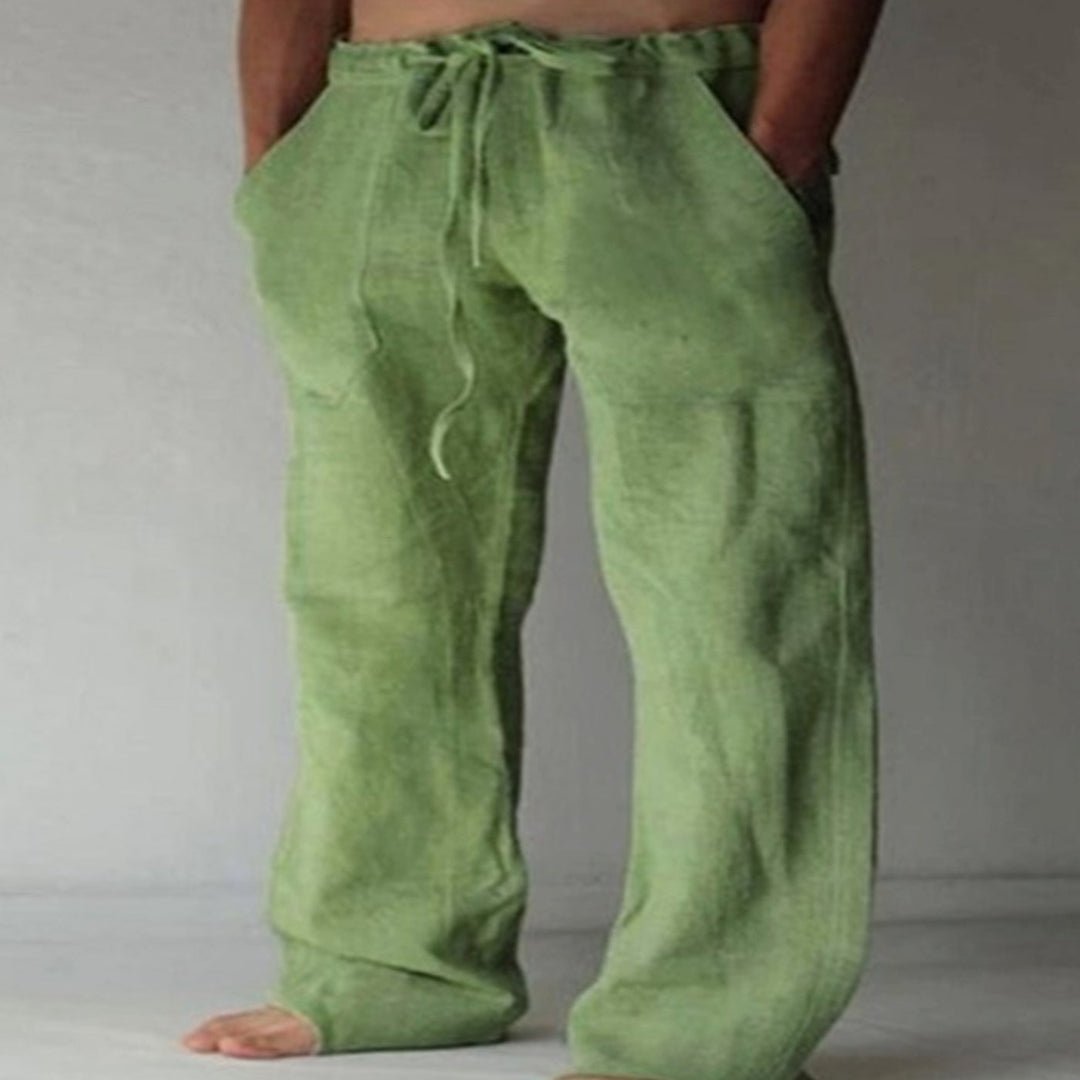 Men's Relaxed-Fit Drawstring Linen Trousers - 4