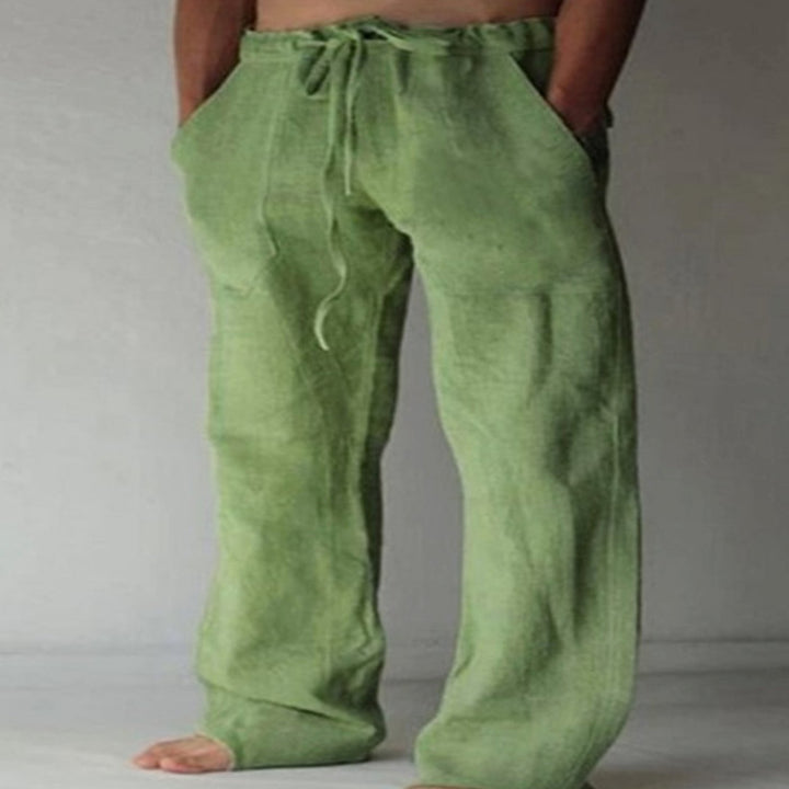 Men's Relaxed-Fit Drawstring Linen Trousers - 4