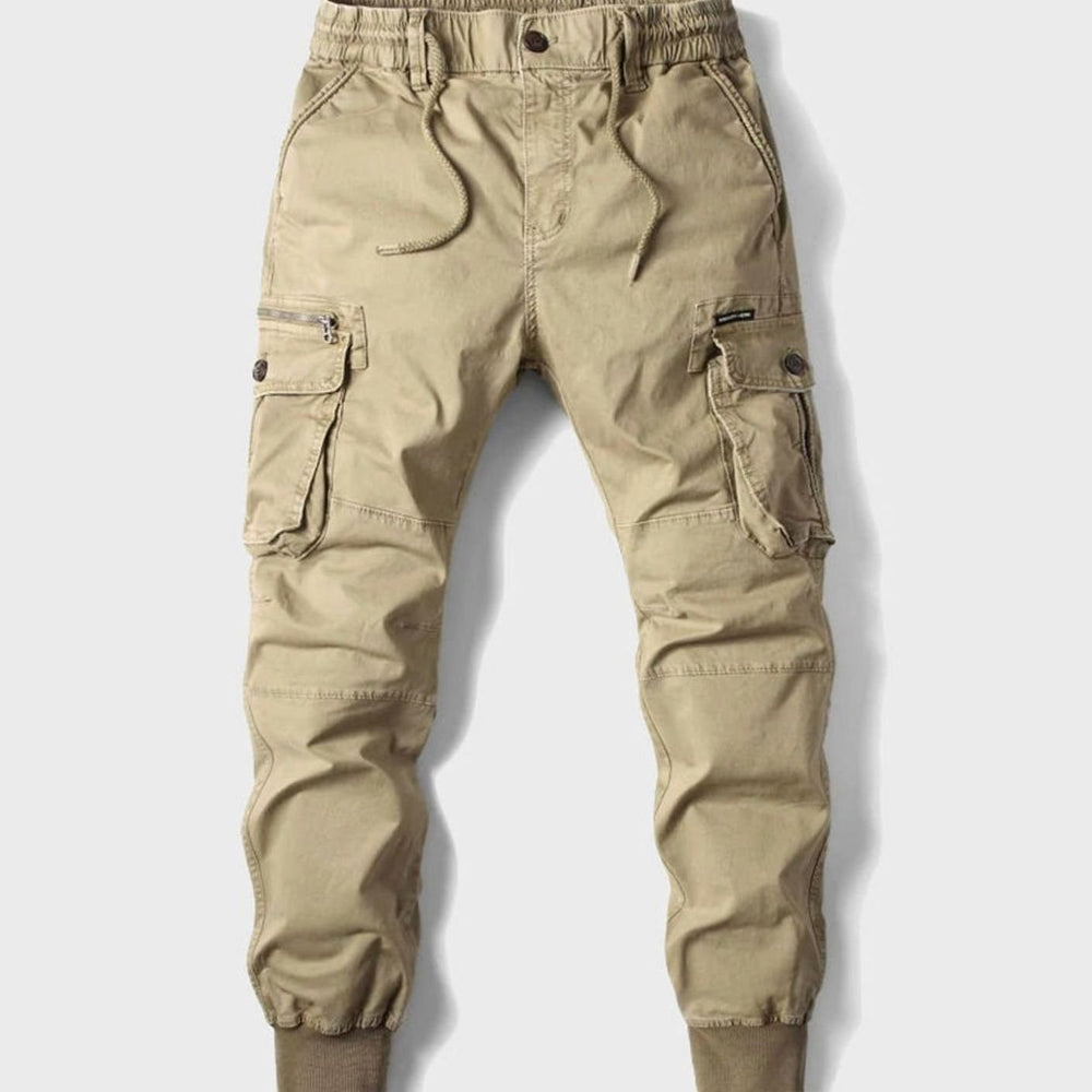 Men's Relaxed-Fit Elasticated Cargo Jogger Trousers - Khaki