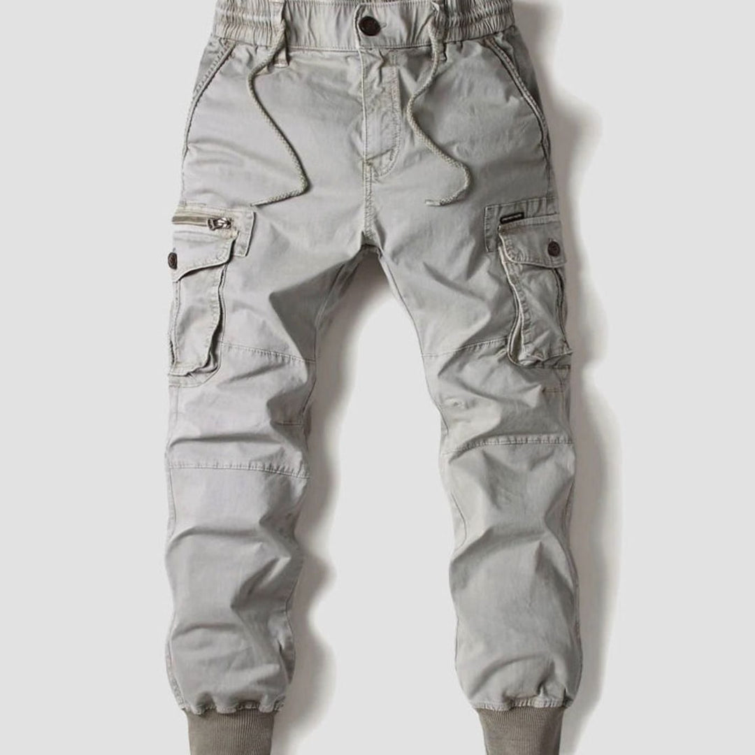 Men's Relaxed-Fit Elasticated Cargo Jogger Trousers - Grey