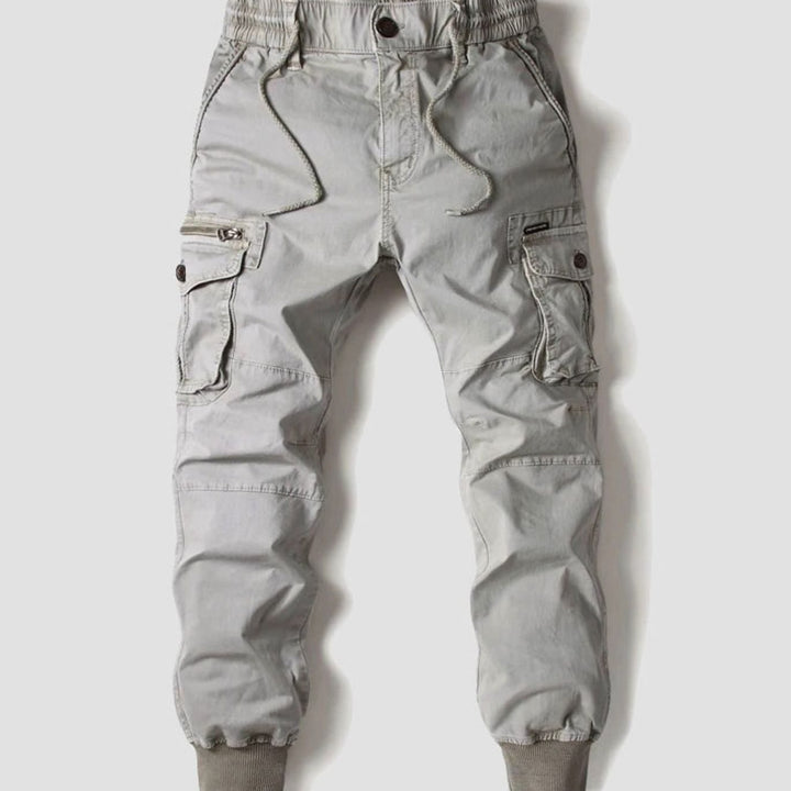 Men's Relaxed-Fit Elasticated Cargo Jogger Trousers - Grey