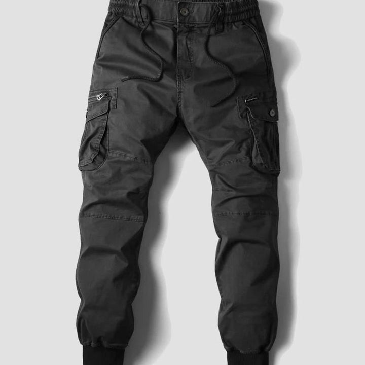 Men's Relaxed-Fit Elasticated Cargo Jogger Trousers - Black