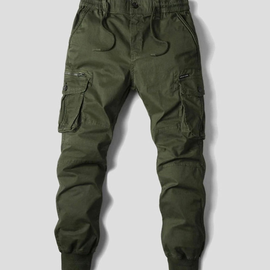 Men's Relaxed-Fit Elasticated Cargo Jogger Trousers - Green