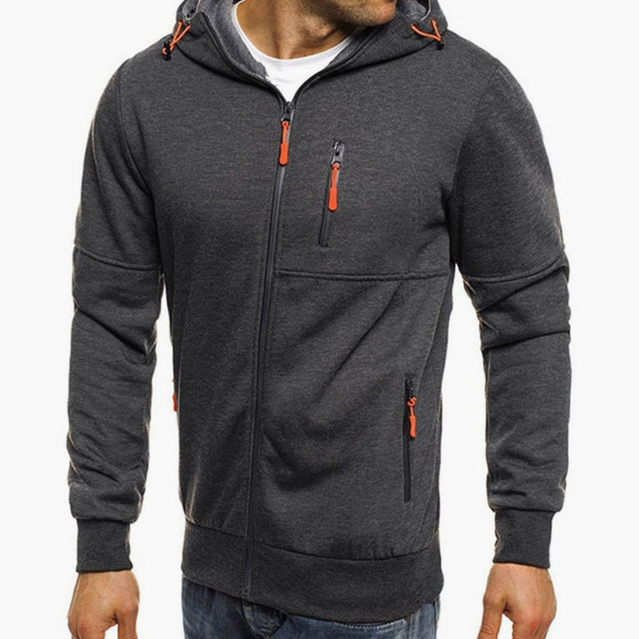 Men's Relaxed-Fit Full-Zip Hooded Sweatshirt Neon Detail