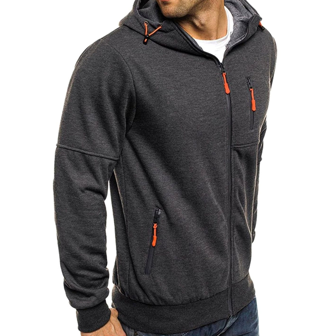 Men's Relaxed-Fit Full-Zip Hooded Sweatshirt Neon Detail