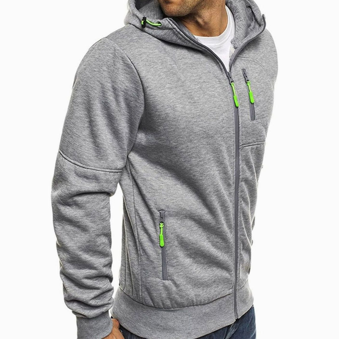 Men's Relaxed-Fit Full-Zip Hooded Sweatshirt Neon Detail