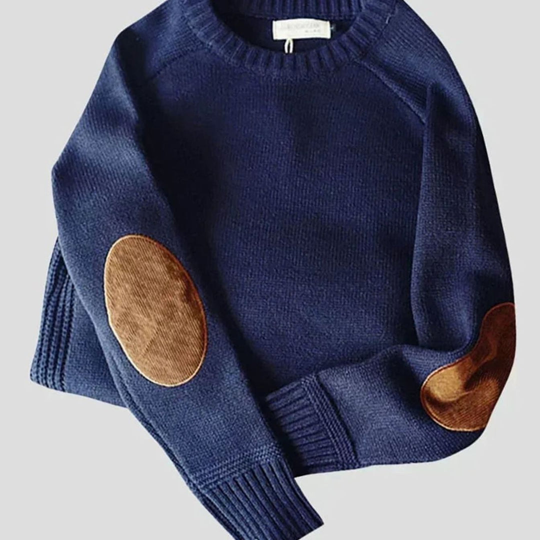 Men's Relaxed-Fit Knit Jumper with Elbow Patches