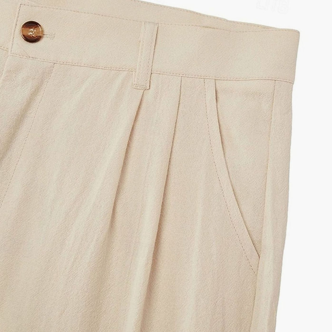 Men's Relaxed-Fit Pleated Linen Casual Trousers