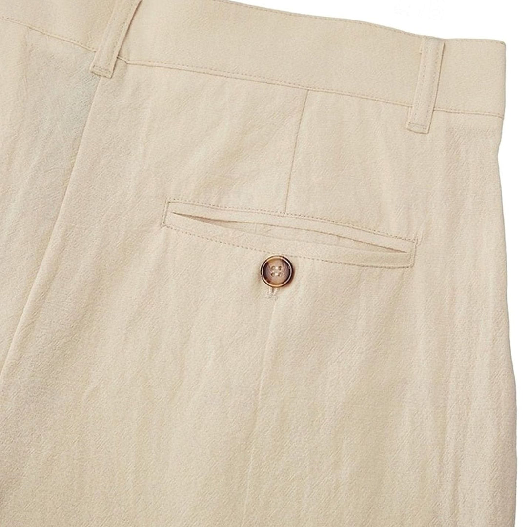 Men's Relaxed-Fit Pleated Linen Casual Trousers