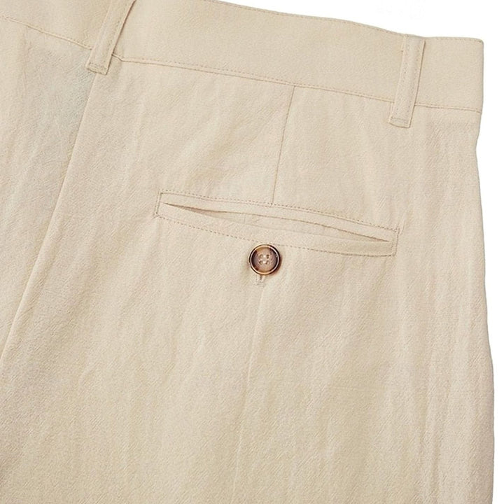 Men's Relaxed-Fit Pleated Linen Casual Trousers