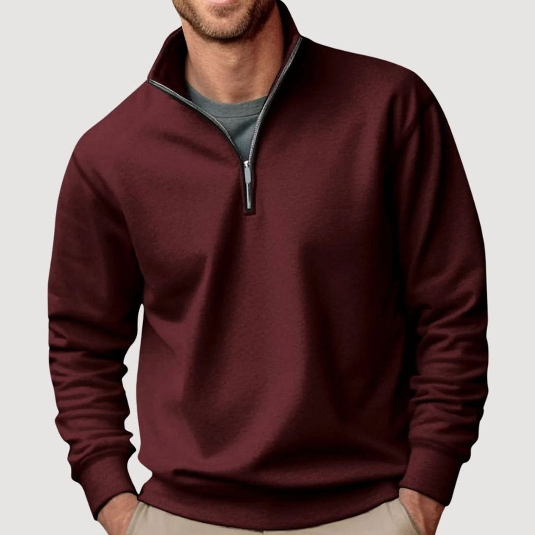 Men's Relaxed-Fit Quarter-Zip Fleece Pullover Jumper - Brown