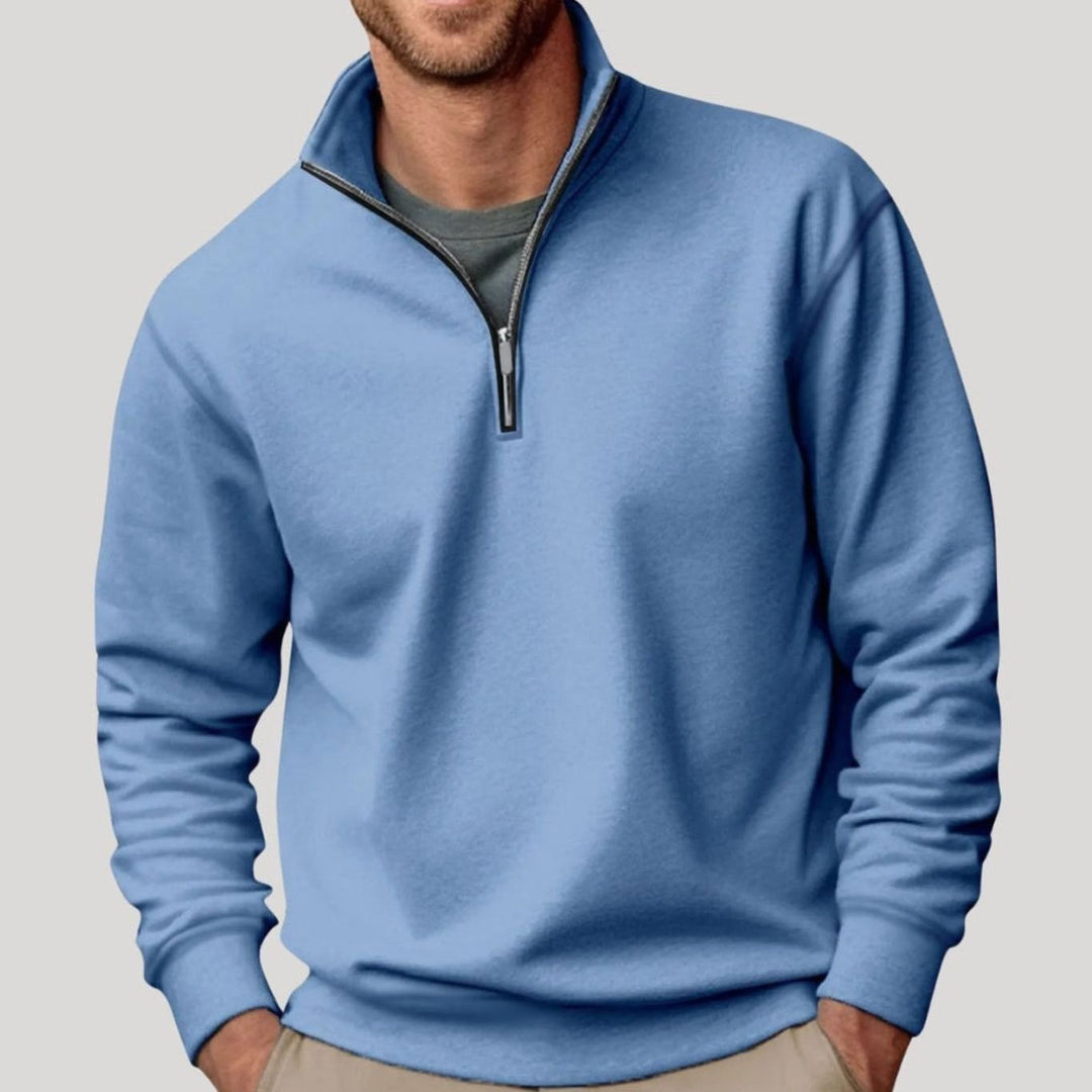 Men's Relaxed-Fit Quarter-Zip Fleece Pullover Jumper - Blue