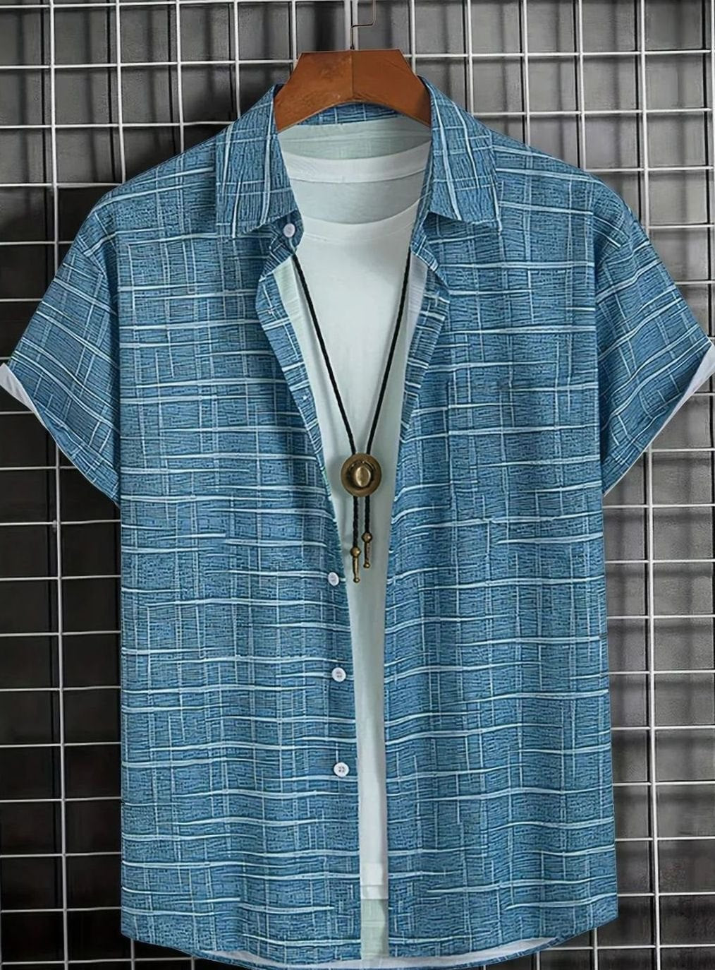 Men's Relaxed-Fit Short-Sleeve Checked Button-Down Shirt
