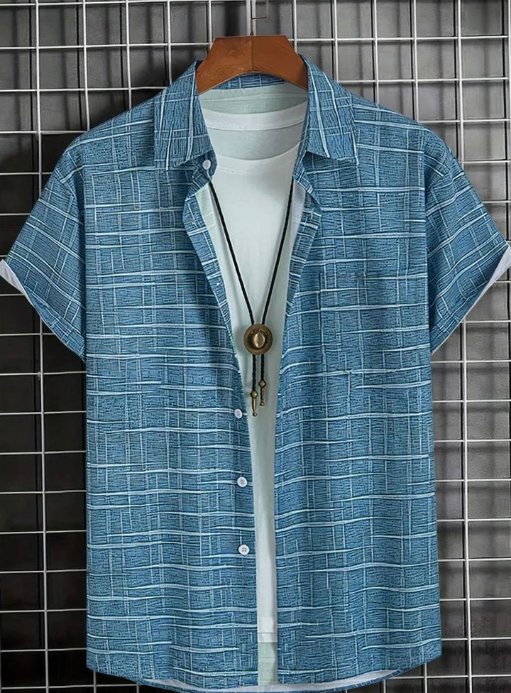 Men's Relaxed-Fit Short-Sleeve Checked Button-Down Shirt