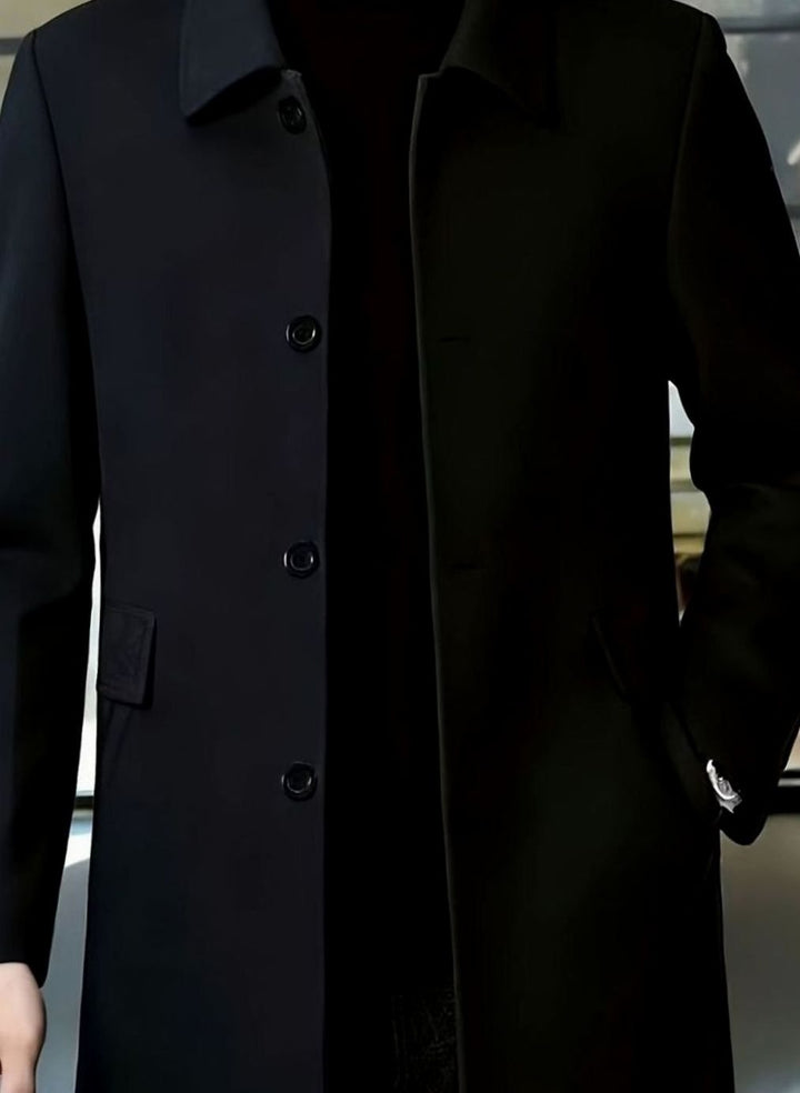 Men's Relaxed-Fit Single-Breasted Wool Overcoat