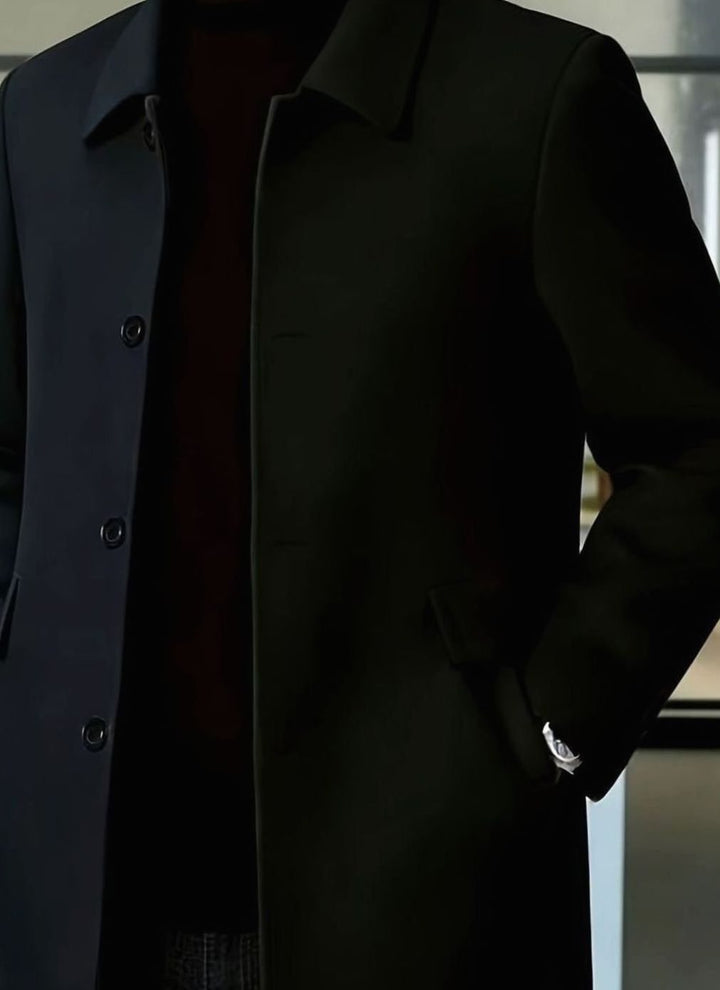 Men's Relaxed-Fit Single-Breasted Wool Overcoat