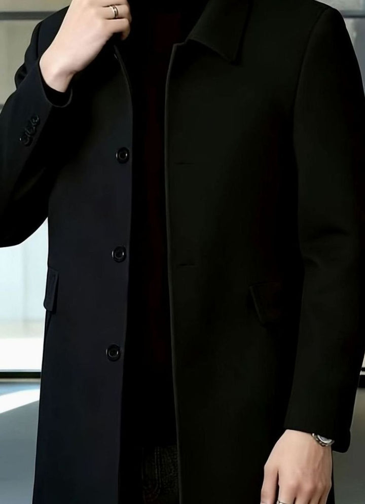 Men's Relaxed-Fit Single-Breasted Wool Overcoat