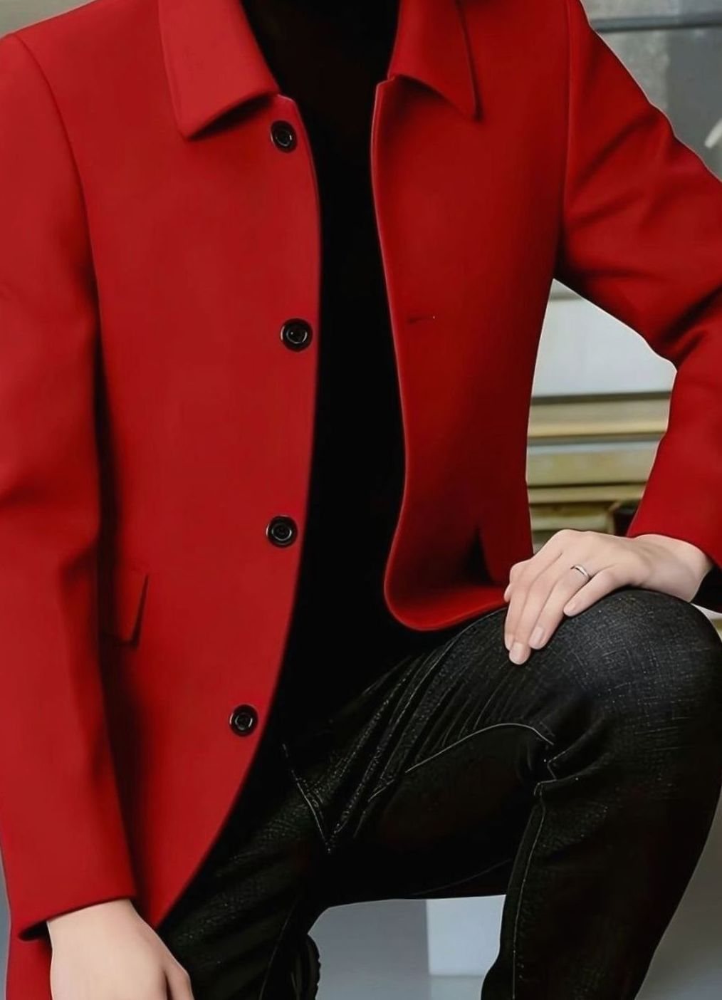 Men's Relaxed-Fit Single-Breasted Wool Overcoat
