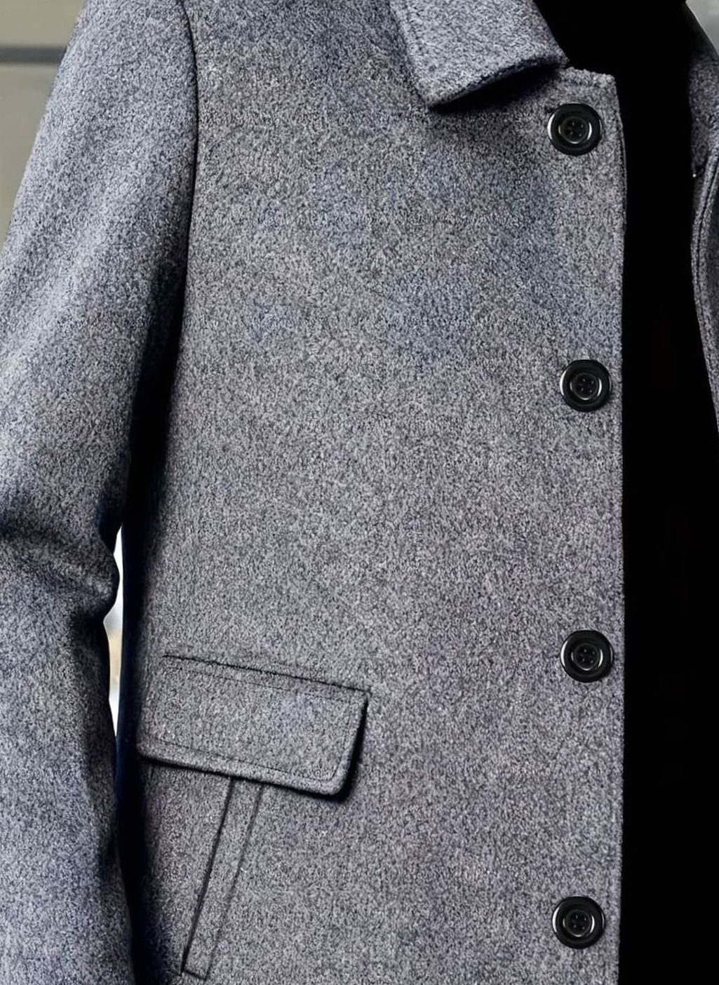 Men's Relaxed-Fit Single-Breasted Wool Overcoat