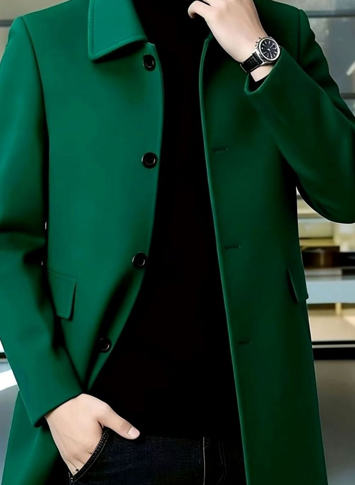 Men's Relaxed-Fit Single-Breasted Wool Overcoat