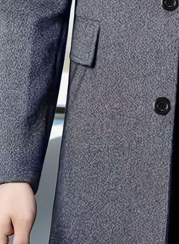 Men's Relaxed-Fit Single-Breasted Wool Overcoat