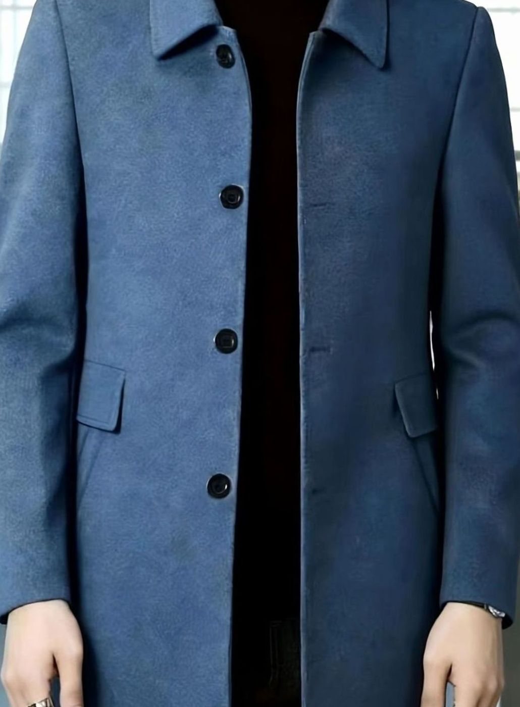 Men's Relaxed-Fit Single-Breasted Wool Overcoat