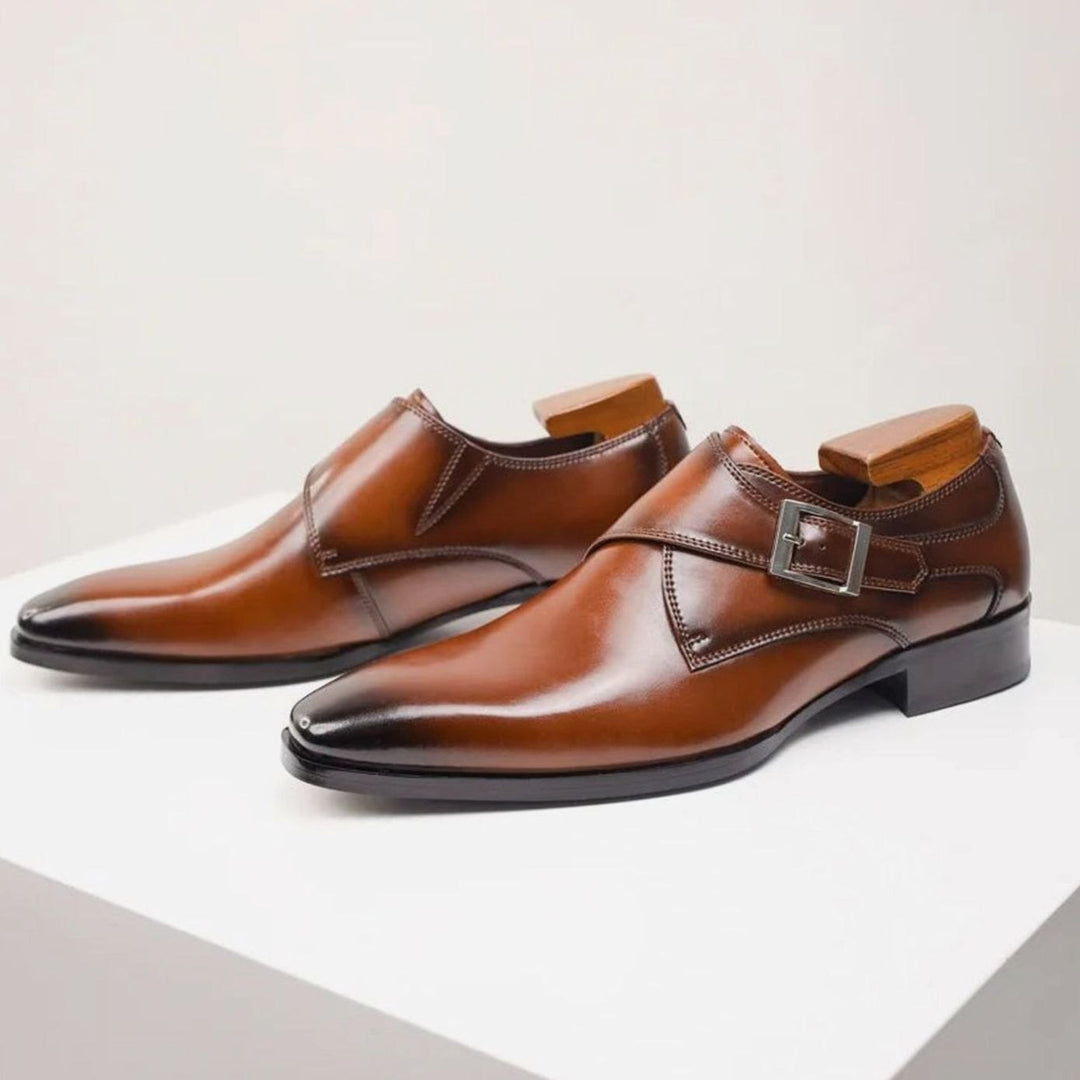 Men's Single Monk Strap Buckle Formal Dress Shoes - Brown