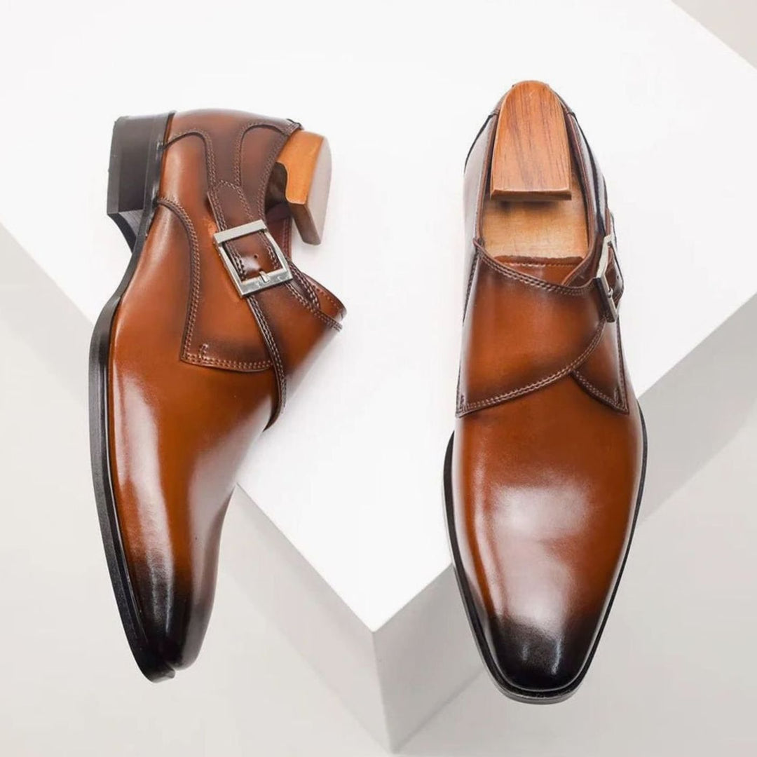 Men's Single Monk Strap Buckle Formal Dress Shoes