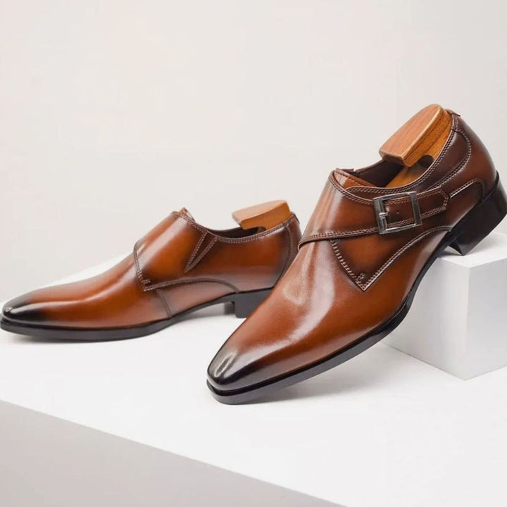 Men's Single Monk Strap Buckle Formal Dress Shoes