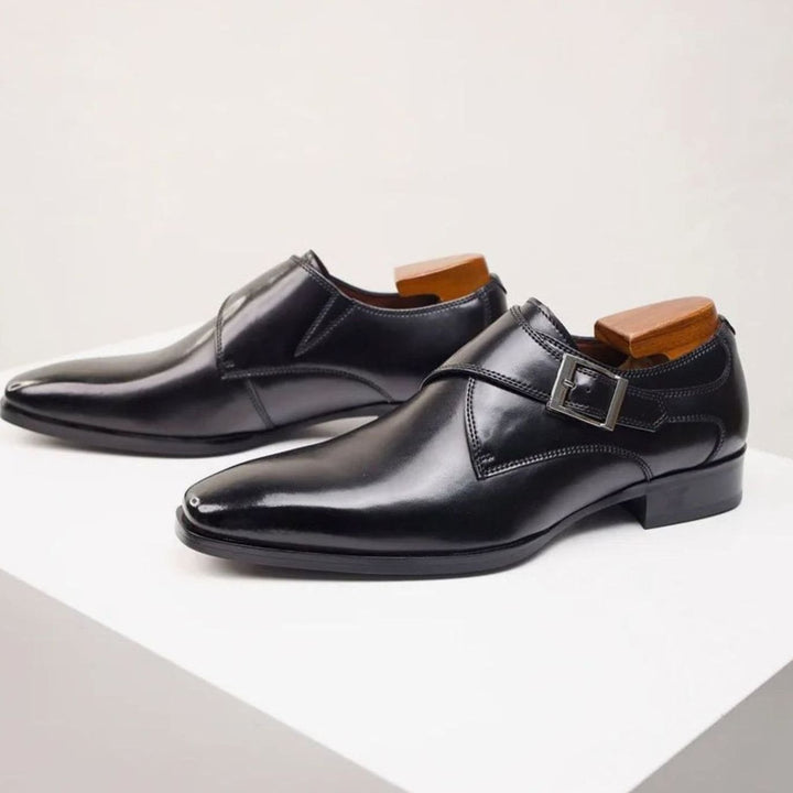 Men's Single Monk Strap Buckle Formal Dress Shoes - Black