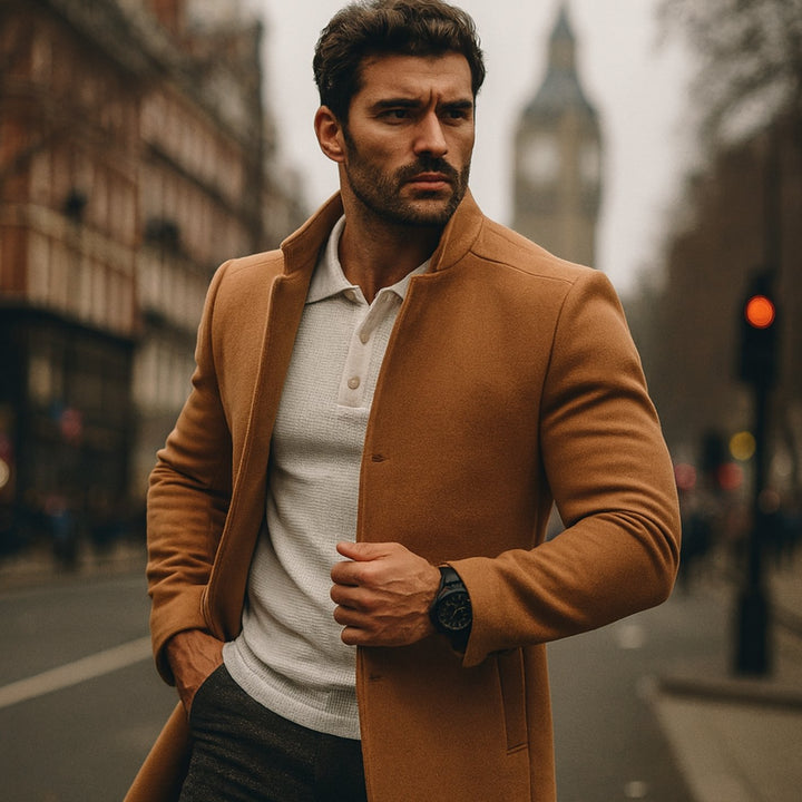 Men's Slim-Fit Collarless Smart Casual Spring Overcoat