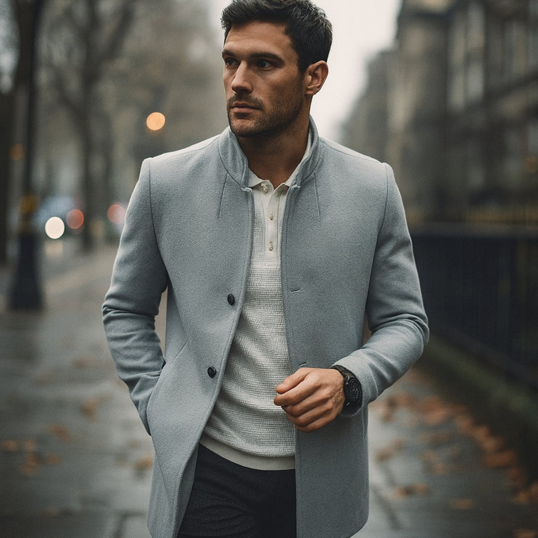 Men's Slim-Fit Collarless Smart Casual Spring Overcoat