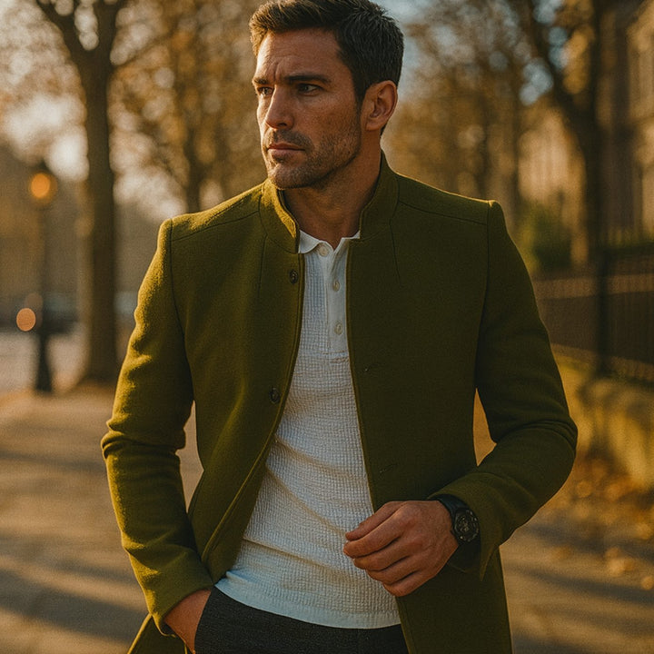 Men's Slim-Fit Collarless Smart Casual Spring Overcoat