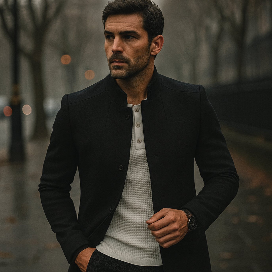 Men's Slim-Fit Collarless Smart Casual Spring Overcoat