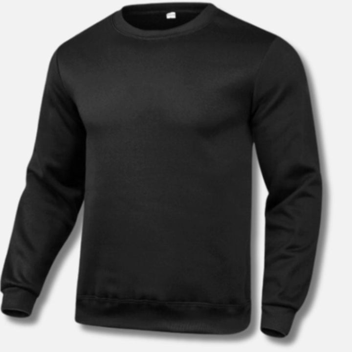 Men's Slim-Fit Crew-Neck Fleece Sweatshirt Jumper - Black