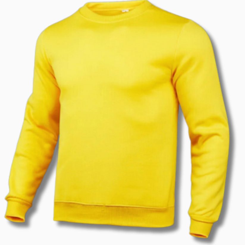 Men's Slim-Fit Crew-Neck Fleece Sweatshirt Jumper - Yellow