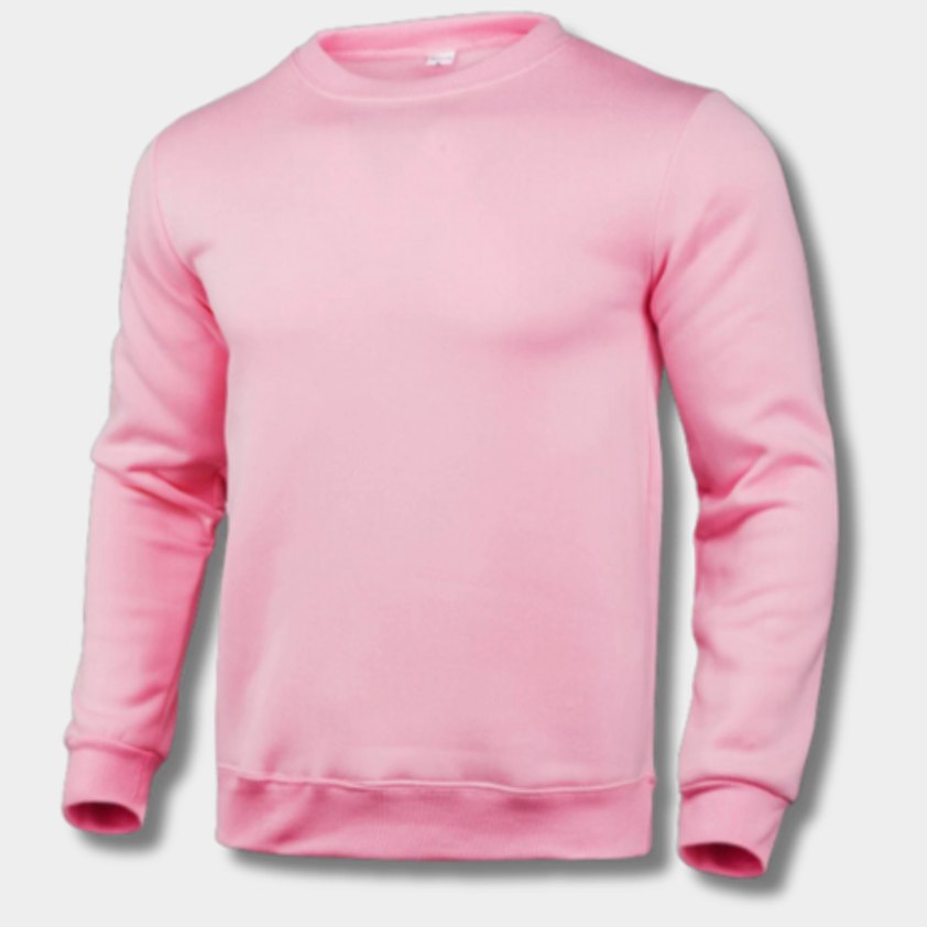 Men's Slim-Fit Crew-Neck Fleece Sweatshirt Jumper - Pink